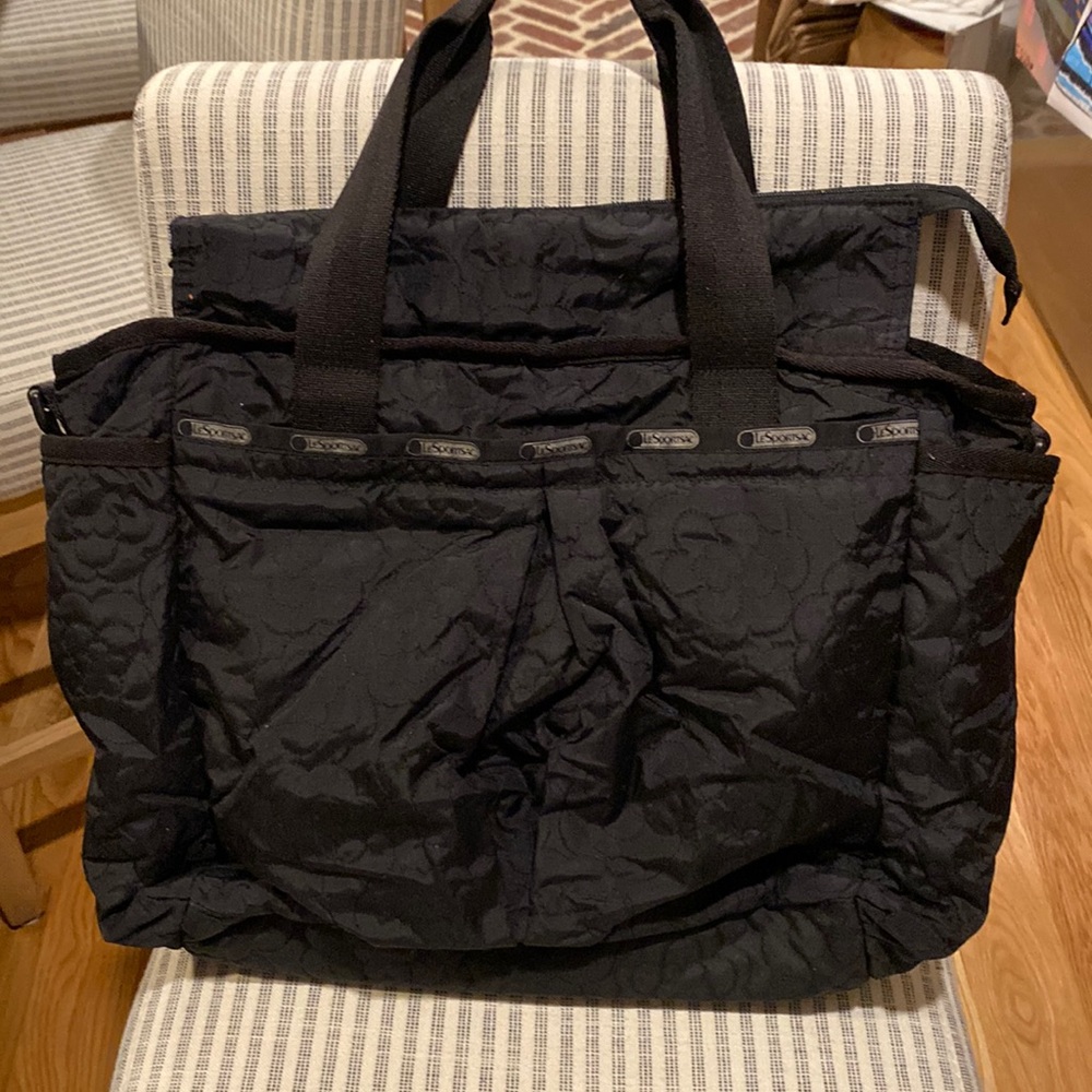Black quilted baby bag